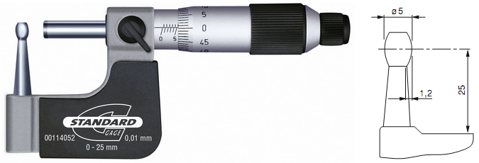 Micrometers special STANDARD GAGE (for measuring the thickness of the pipe wall)
